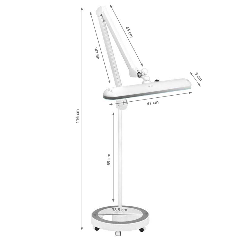 Elegante 801-L Led Workshop Lamp White Light Intensity with Stand - LED task lamp showing its adjustable construction and controls