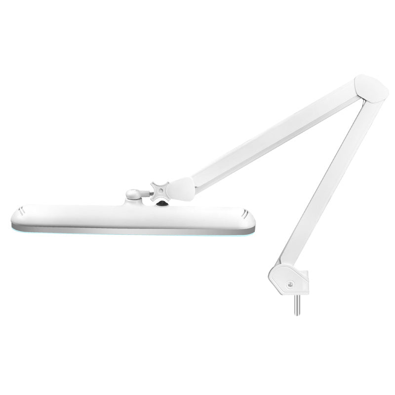 Elegante 801-s Led Workshop Lamp with Standard White Tripod - LED task lamp showing its adjustable construction and controls