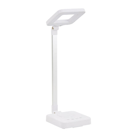 Elegante 804 Desk Led Lamp Square White - LED task lamp showing its adjustable construction and controls