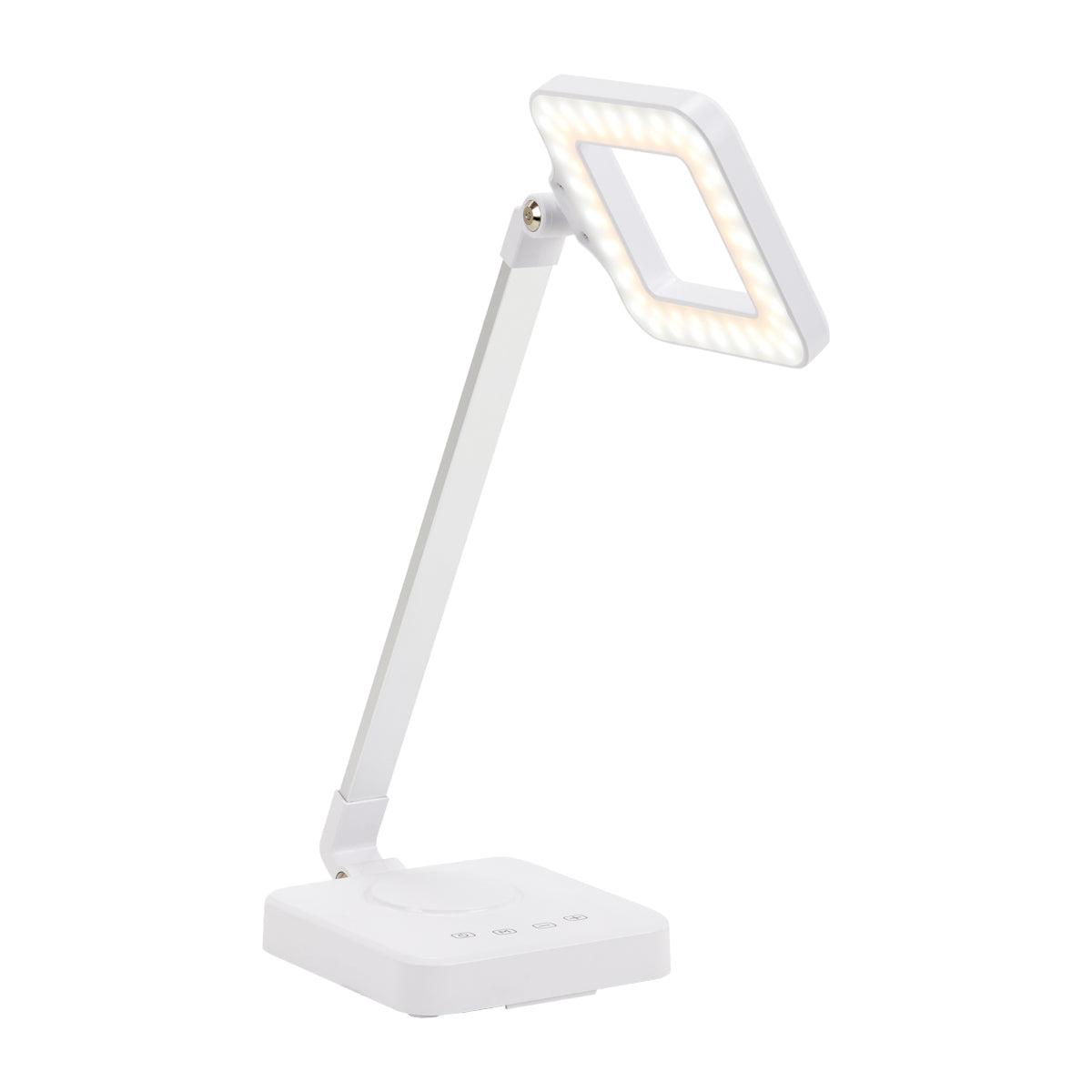 Elegante 804 Desk Led Lamp Square White - LED task lamp showing its adjustable construction and controls