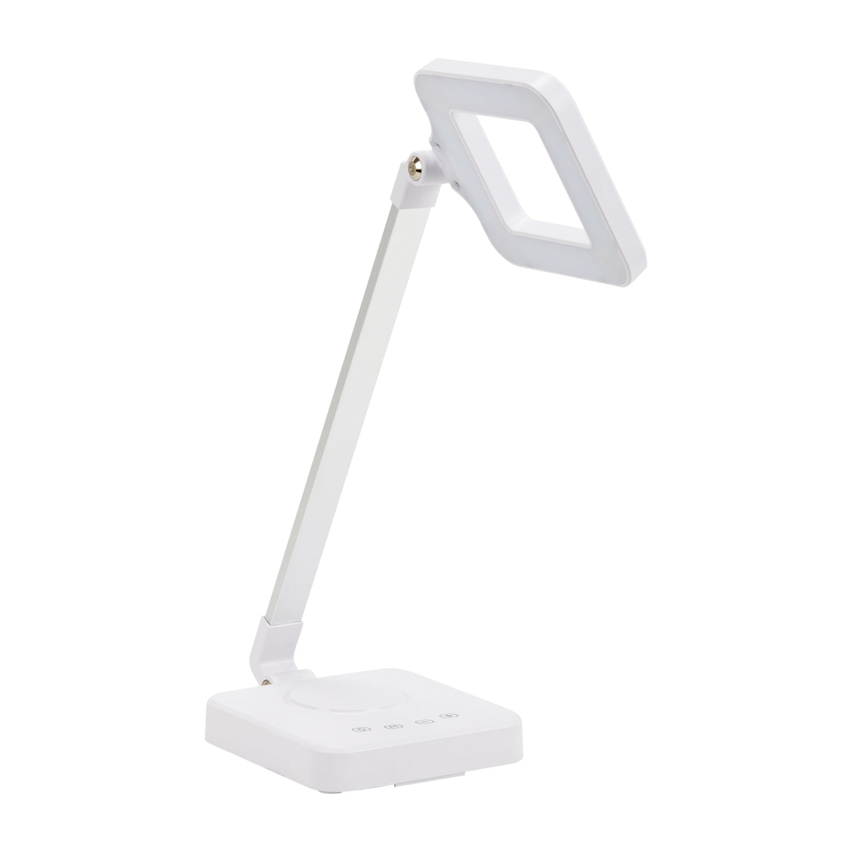 Elegante 804 Desk Led Lamp Square White - LED task lamp showing its adjustable construction and controls