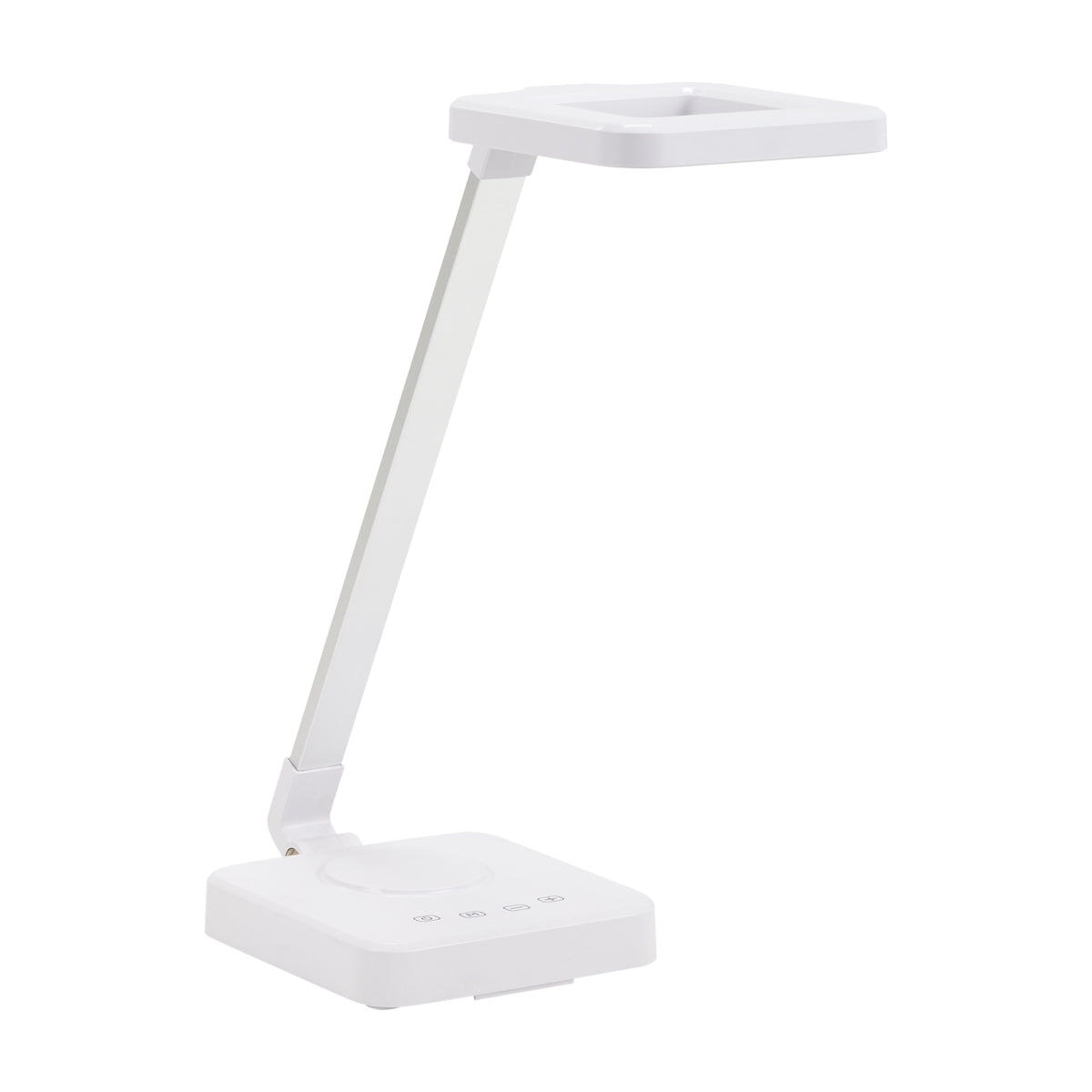Elegante 804 Desk Led Lamp Square White - LED task lamp showing its adjustable construction and controls