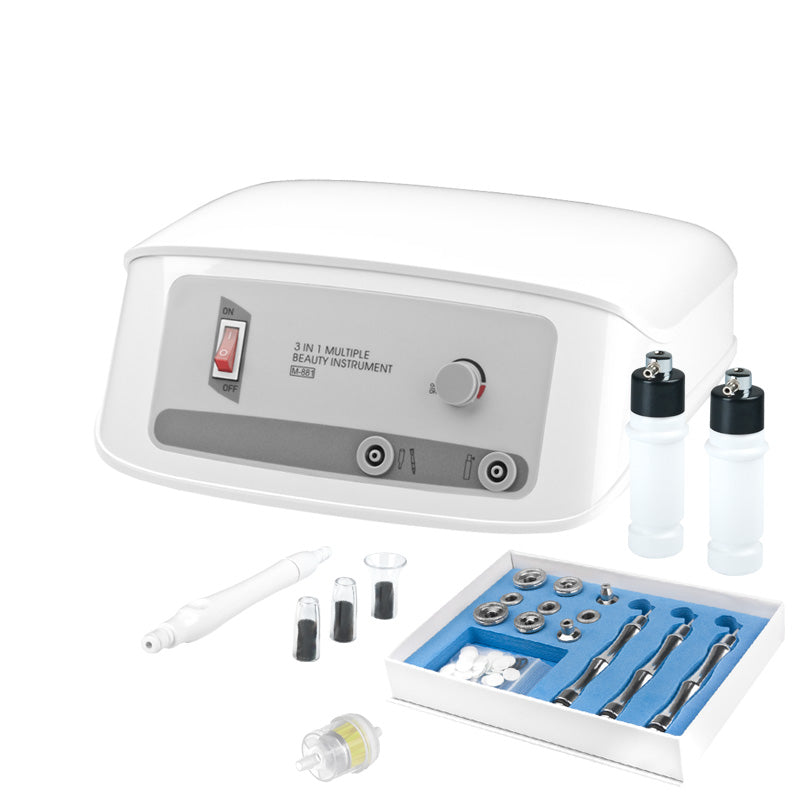 Elegante 861 3-In-1 Multifunction Beauty Device - Microdermabrasion, Vacuum & Spray - main unit with included components on a white background