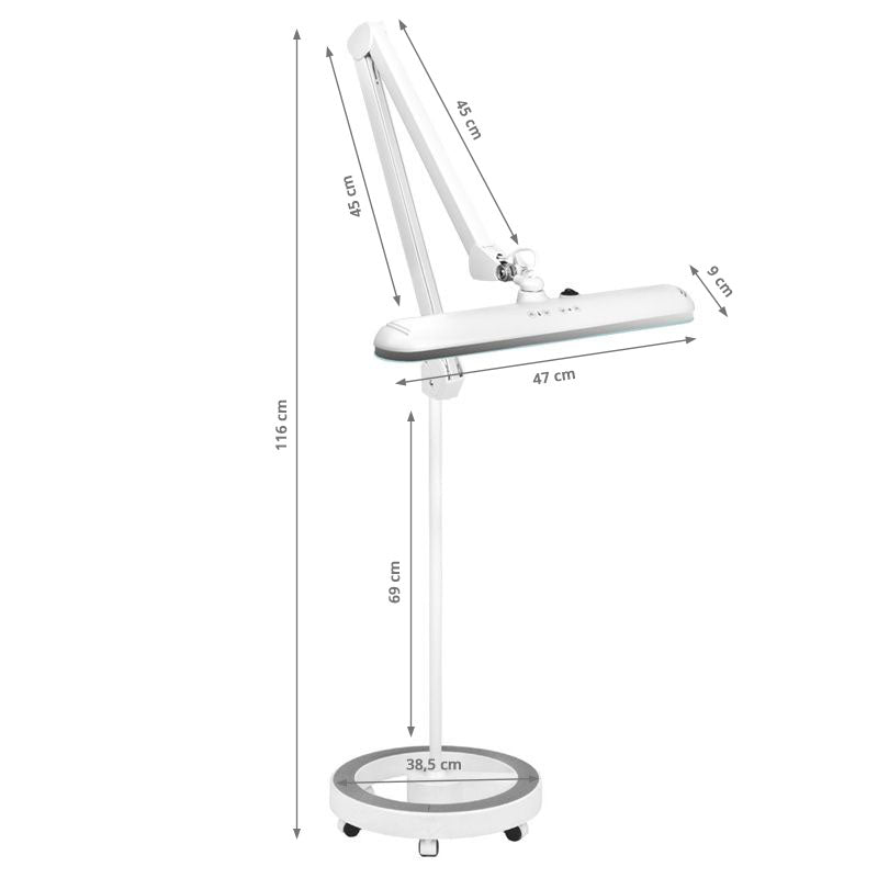 Elegante LED Workshop Lamp 801-TL with a Regulation White Light Intensity & Colour - LED task lamp showing its adjustable construction and controls