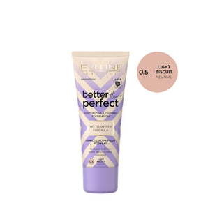 Eveline Better Than Perfect Moisturising & Covering Foundation - 0.5 Light Biscuit - foundation container isolated on a white background