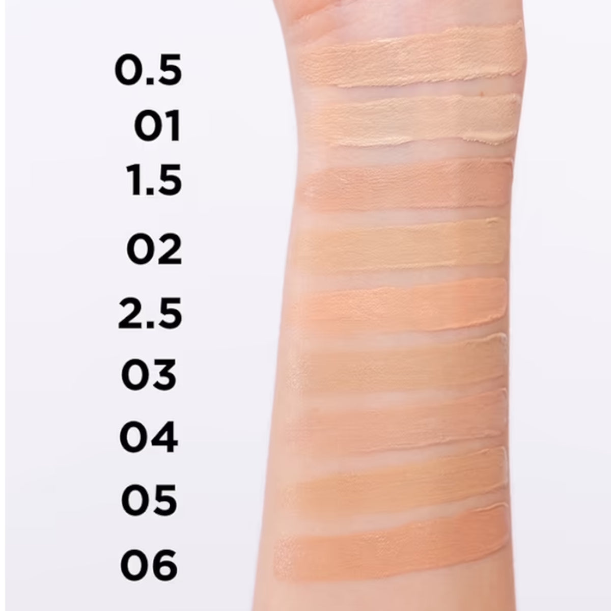 Eveline Better Than Perfect Moisturising & Covering Foundation - shade swatches shown beside the product