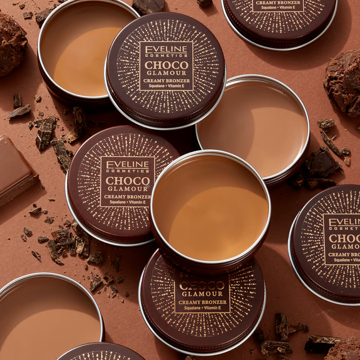 Eveline Choco Glamour Creamy Bronzer - finished result shown on a model's face