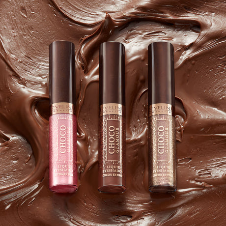 Eveline Choco Glamour Liquid Eyeshadow - finished result shown on a model's face