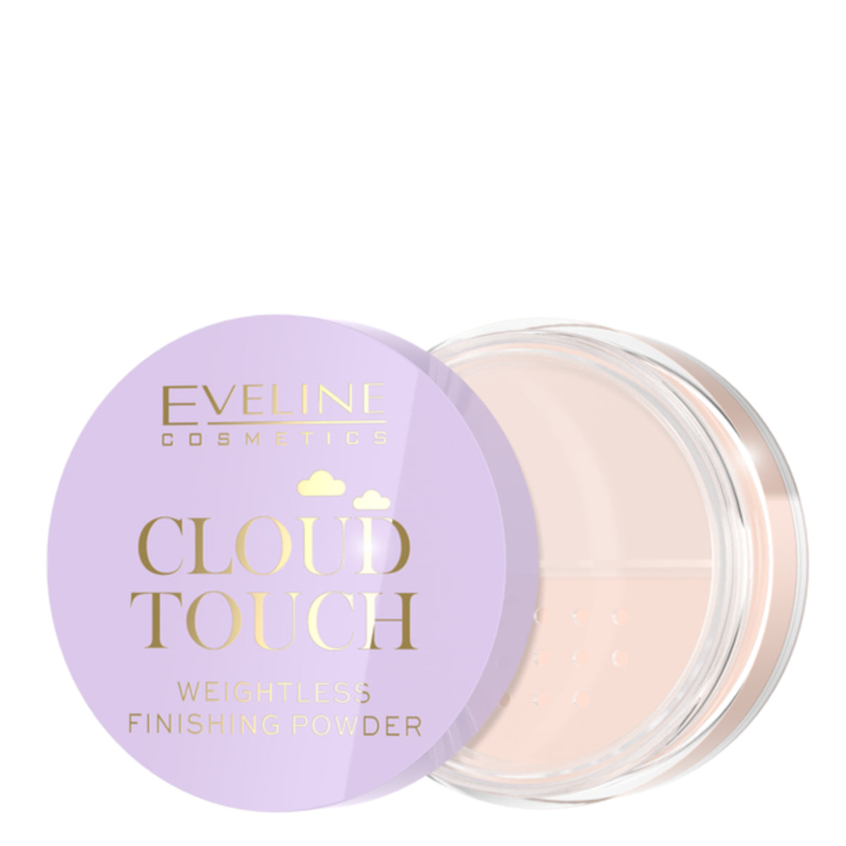 Eveline Cloud Touch Ultra-Light Loose Finishing Powder - retail powder box on a white background