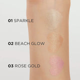 Eveline Feel The Glow Highlighter - shade swatches shown beside the product