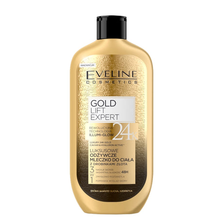 Eveline Luxury Nourishing Body Milk with Gold Particles - isolated on a white background