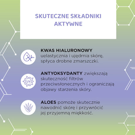 Eveline Moisturising Face Cream SPF50 - ingredients information on the packaging