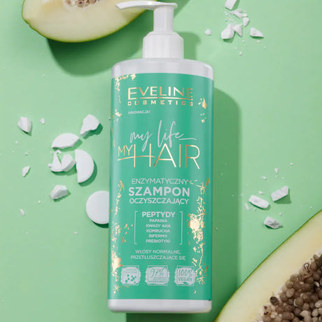 Eveline My Life My Hair Enzymatic & Cleansing Shampoo - product and colour result shown on hair