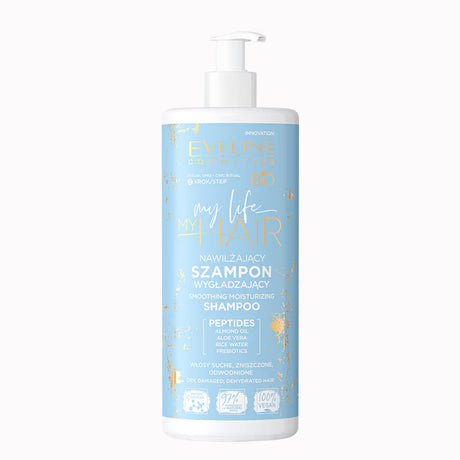 Eveline My Life My Hair Moisturising & Smoothing Shampoo - retail hair-care container isolated on a white background