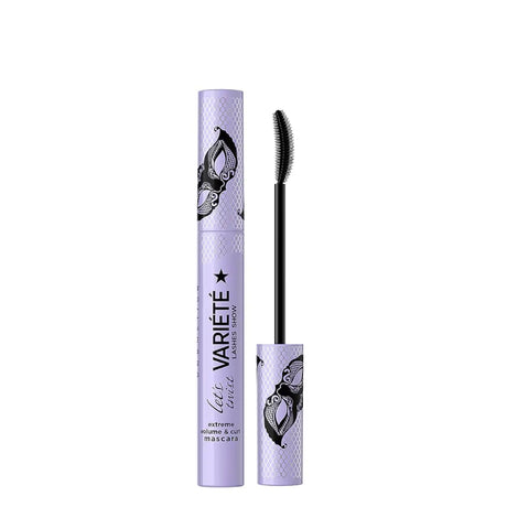 Eveline Variete Extreme Volume & Curl Black Mascara - mascara product presentation on a white background