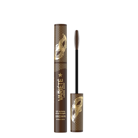 Eveline Variete Full Volume Ultra Length Mascara Brown - mascara product presentation on a white background