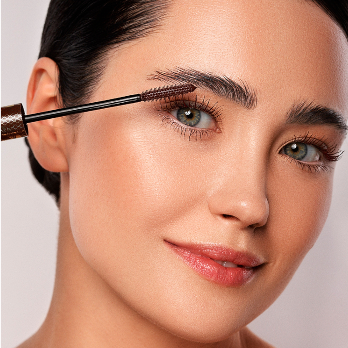 Eveline Variete Full Volume Ultra Length Mascara Brown - finished result shown on a model's face