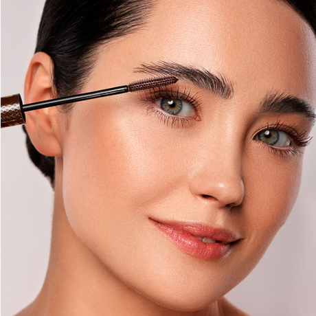Eveline Variete Full Volume Ultra Length Mascara Brown - finished result shown on a model's face