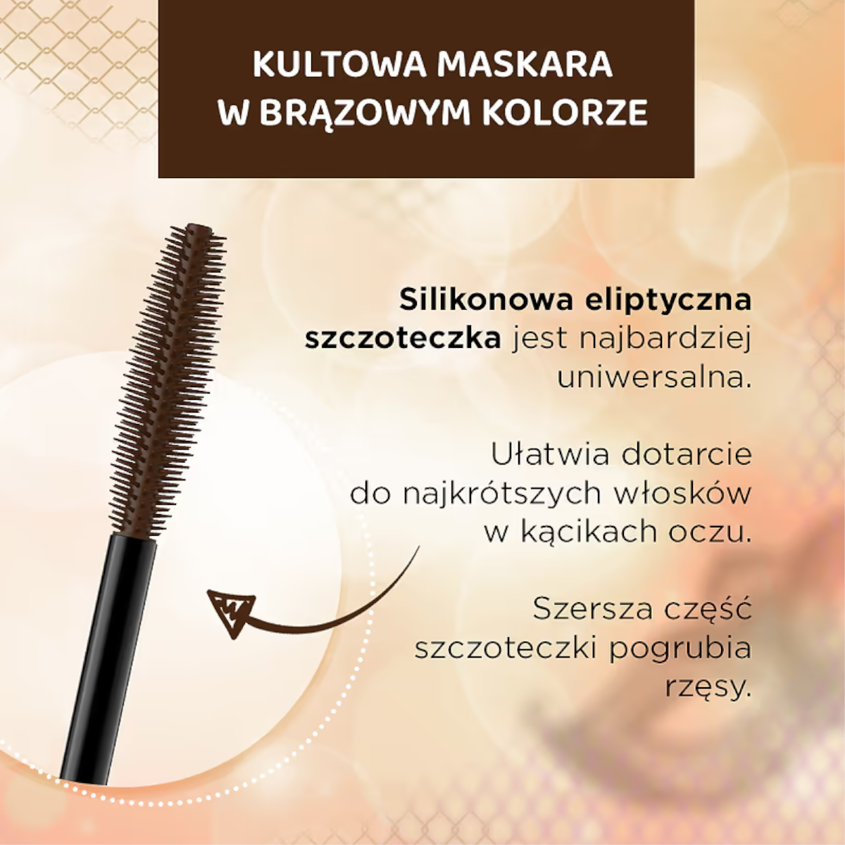 Eveline Variete Full Volume Ultra Length Mascara Brown - finished result shown on a model's face