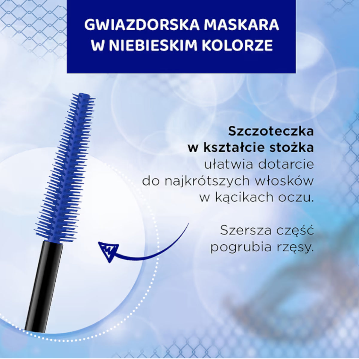 Eveline Variete Ultra Lenght & Volume Blue Mascara - product presentation on a dark background