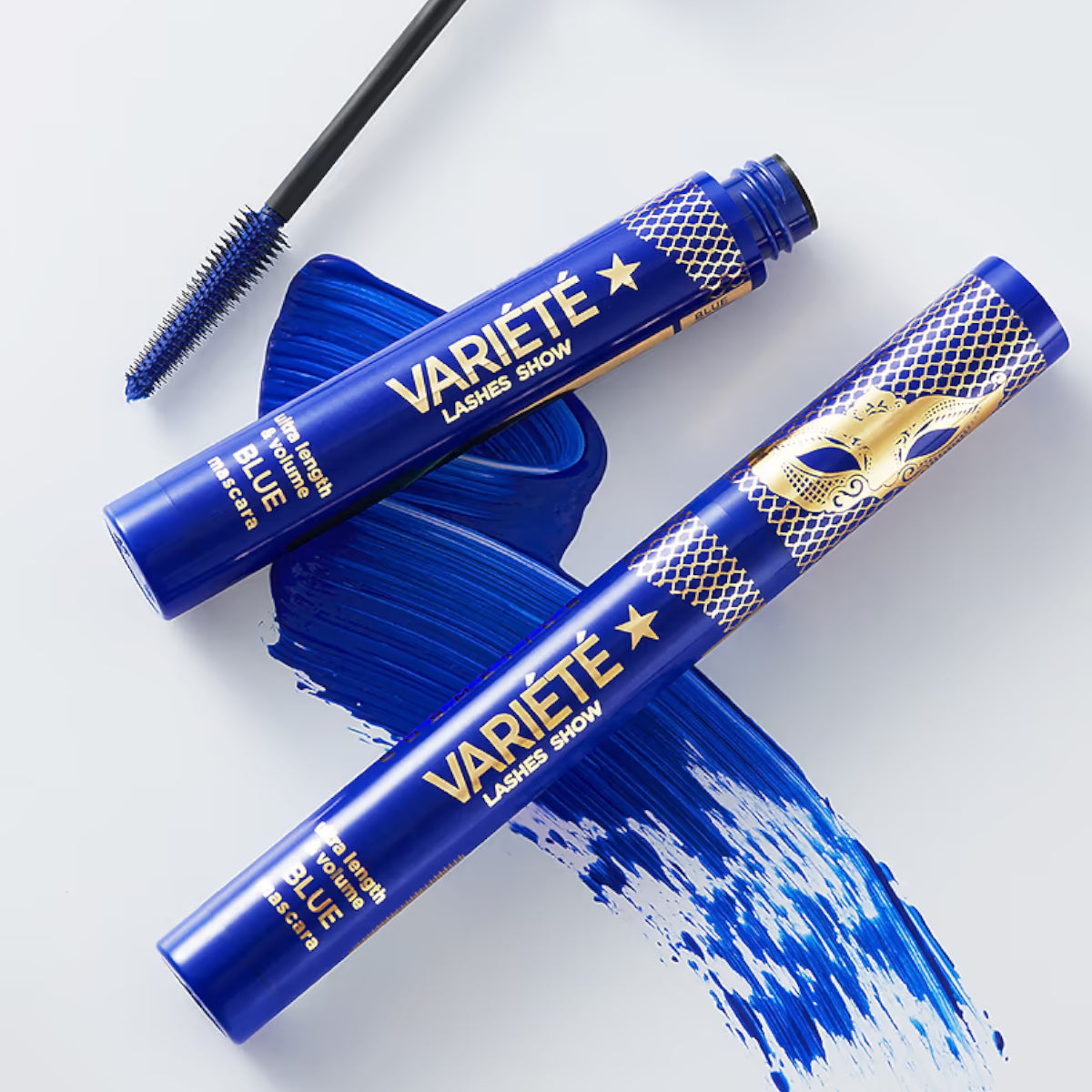 Eveline Variete Ultra Lenght & Volume Blue Mascara - mascara product presentation on a white background