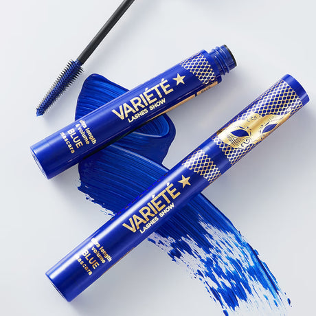 Eveline Variete Ultra Lenght & Volume Blue Mascara - mascara product presentation on a white background