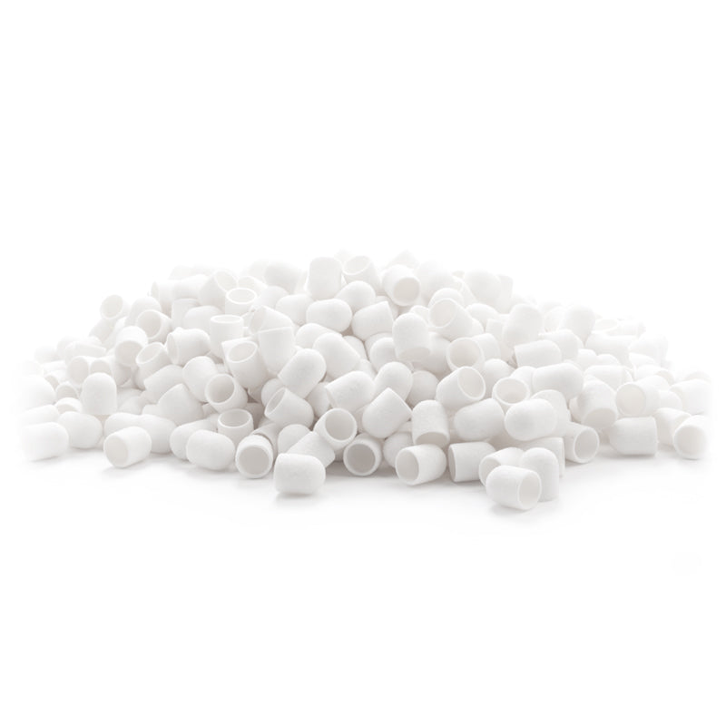 Exo 10mm Hard Sanding Caps 60 Grit White - 500 Pack - isolated on a white background