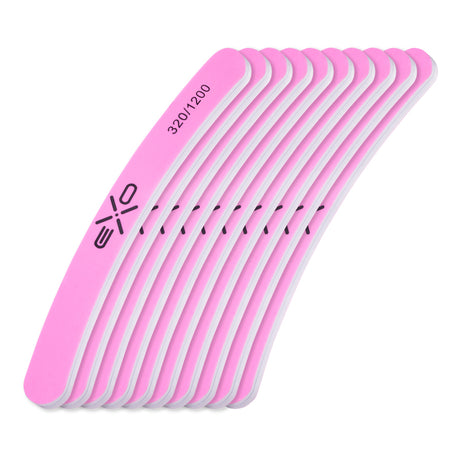 Exo Banana Nail Buffer 320/1200 Grit - 10 Pack - isolated on a white background