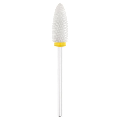 Exo Ceramic Oval Nail Drill Bit 6.0mm Yellow Band 307XF - isolated on a white background