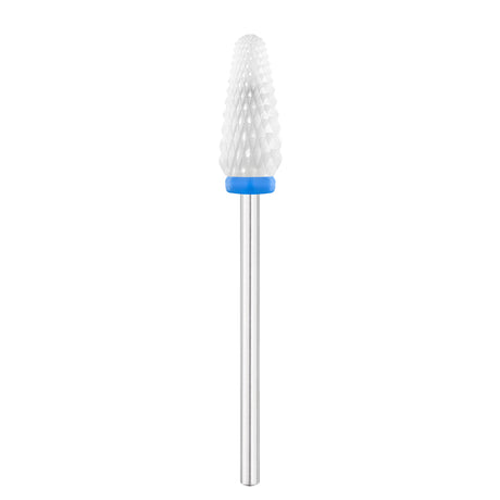 Exo Ceramic Rounded Cone Nail Drill Bit 6.5mm Blue Band - isolated on a white background