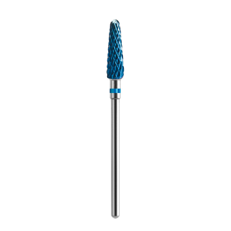 Exo Hard Blue Straight Cone Nail Drill Bit No. 01 - isolated on a white background