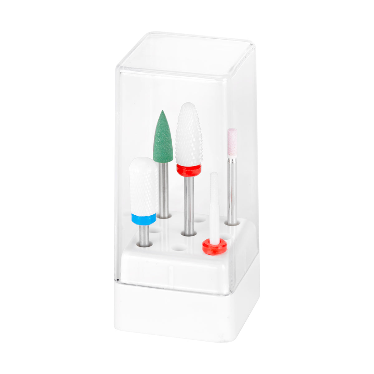 Exo Mani Mix Nail Drill Bits Set - arranged with the included components on a white background