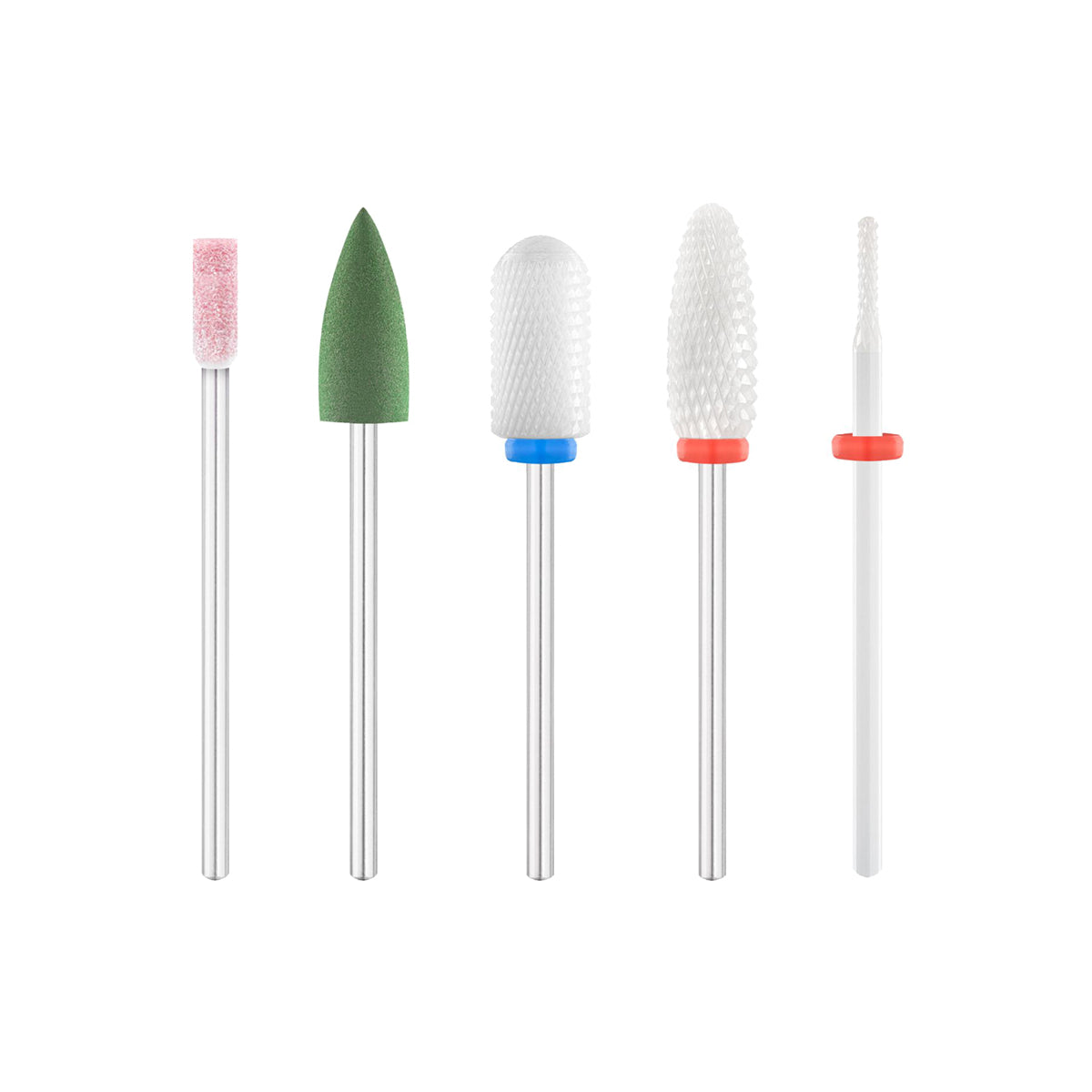 Exo Mani Mix Nail Drill Bits Set - arranged with the included components on a white background