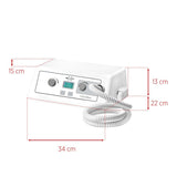 Exo Podo Line Nail Drill With Dust Extractor - dimensions and measurements shown