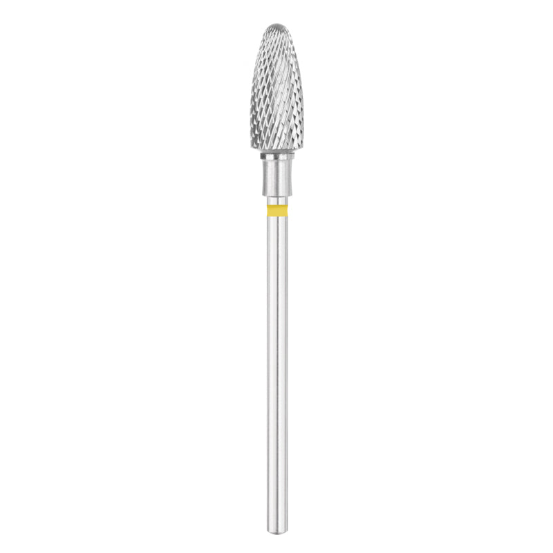Exo Pro Carbide Oval Nail Drill Bit 6.0mm Yellow Band - isolated on a white background