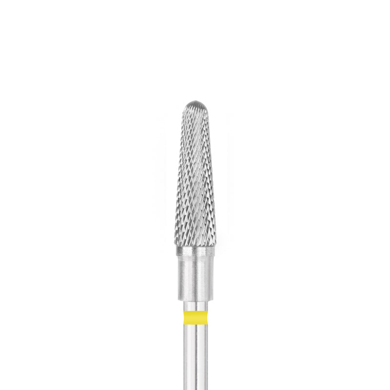Exo Pro Carbide Rounded Cone Nail Drill Bit 4.0mm Yellow Band - isolated on a white background