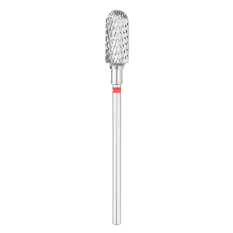 Exo Pro Carbide Rounded Cylinder Nail Drill Bit 6.0mm Red Band - isolated on a white background