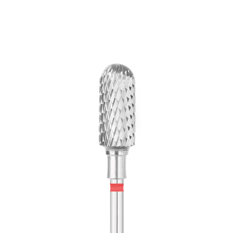 Exo Pro Carbide Rounded Cylinder Nail Drill Bit 6.0mm Red Band - isolated on a white background