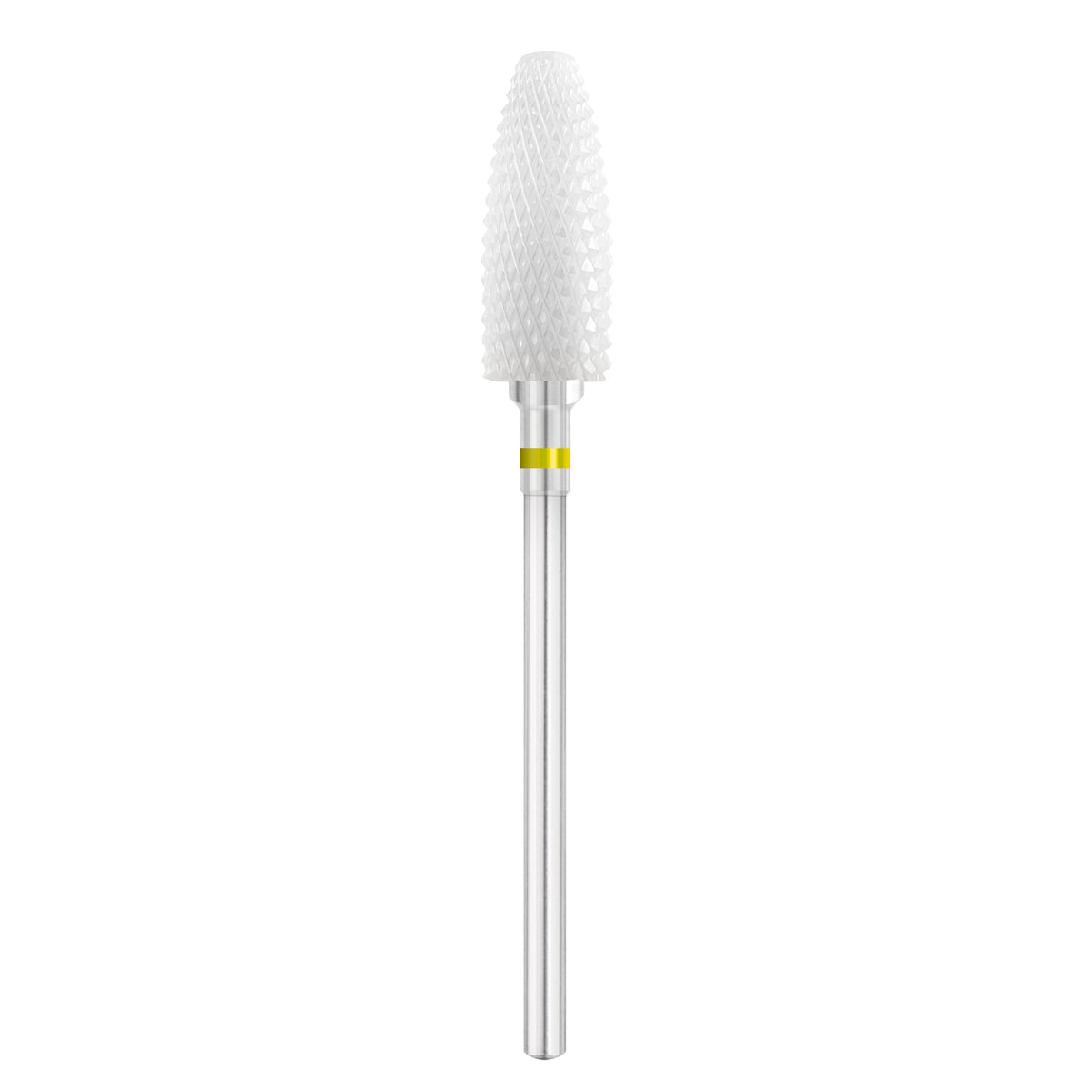Exo Pro Ceramic Oval Nail Drill Bit 6.0mm Yellow Band 230XF - isolated on a white background