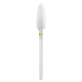 Exo Pro Ceramic Oval Nail Drill Bit 6.0mm Yellow Band 230XF - isolated on a white background
