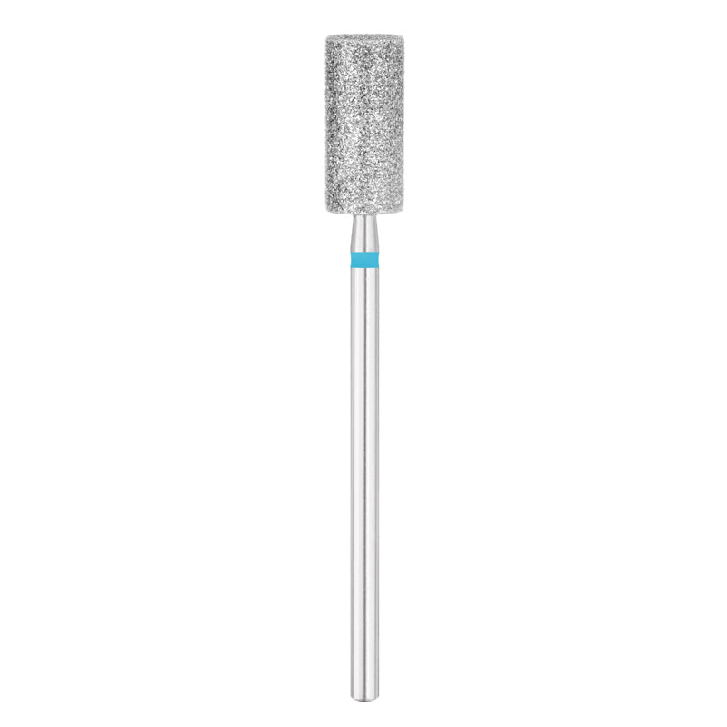 Exo Pro Diamond Cylinder Nail Drill Bit 6.0mm Blue Band - isolated on a white background