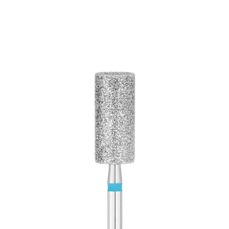 Exo Pro Diamond Cylinder Nail Drill Bit 6.0mm Blue Band - isolated on a white background