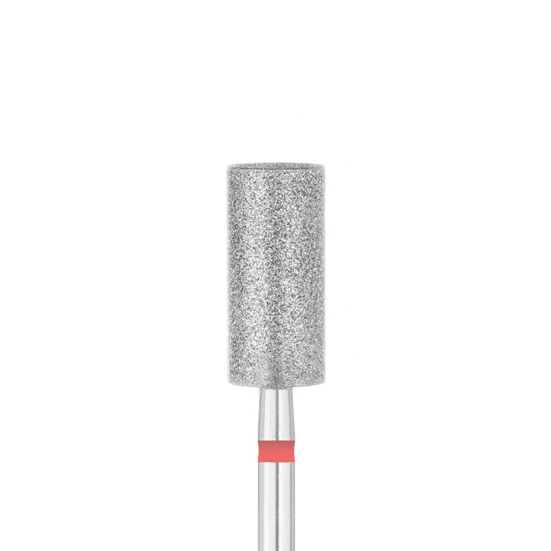Exo Pro Diamond Cylinder Nail Drill Bit 6.0mm Red Band - isolated on a white background