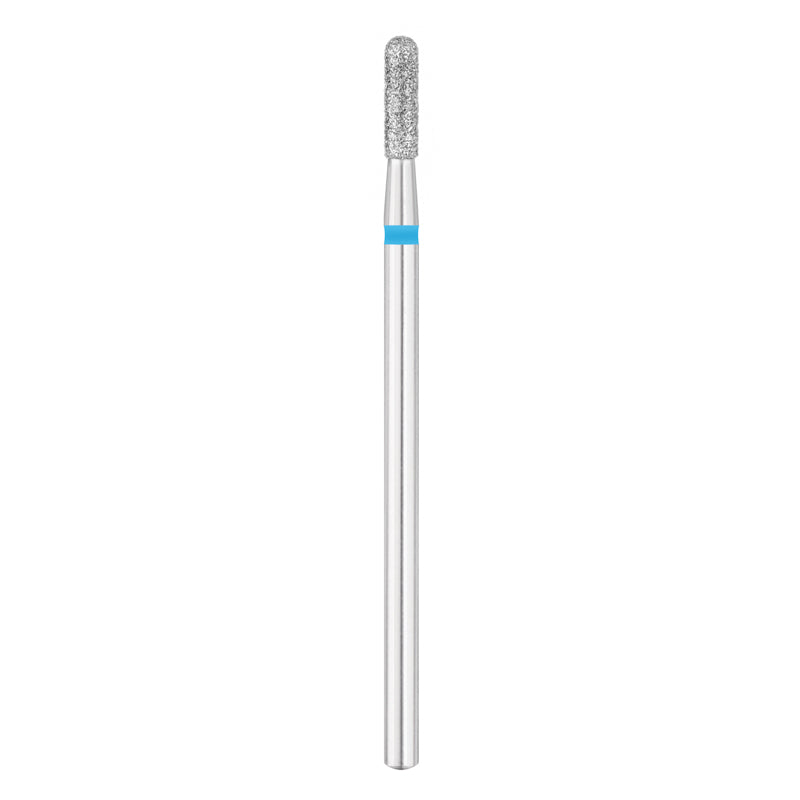 Exo Pro Diamond Rounded Cylinder Nail Drill Bit 2.3mm Blue Band - isolated on a white background