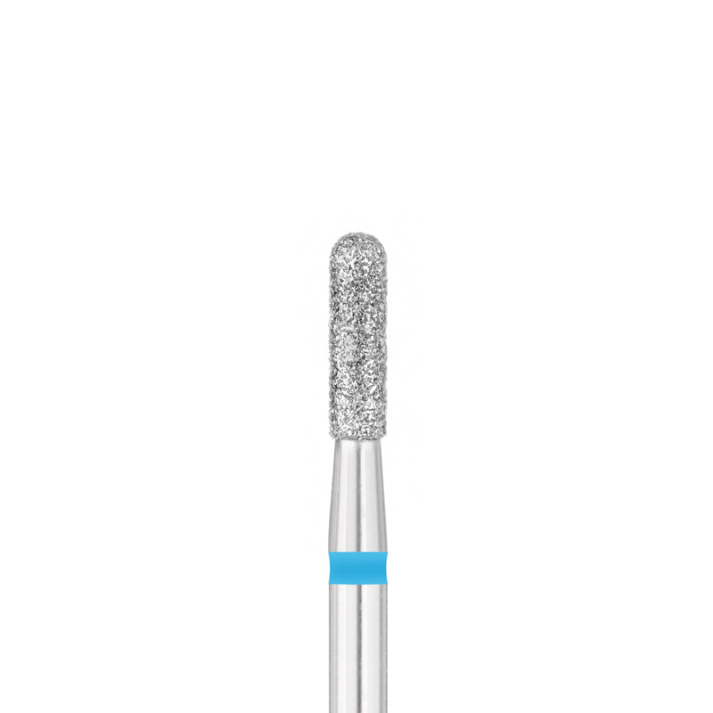 Exo Pro Diamond Rounded Cylinder Nail Drill Bit 2.3mm Blue Band - isolated on a white background