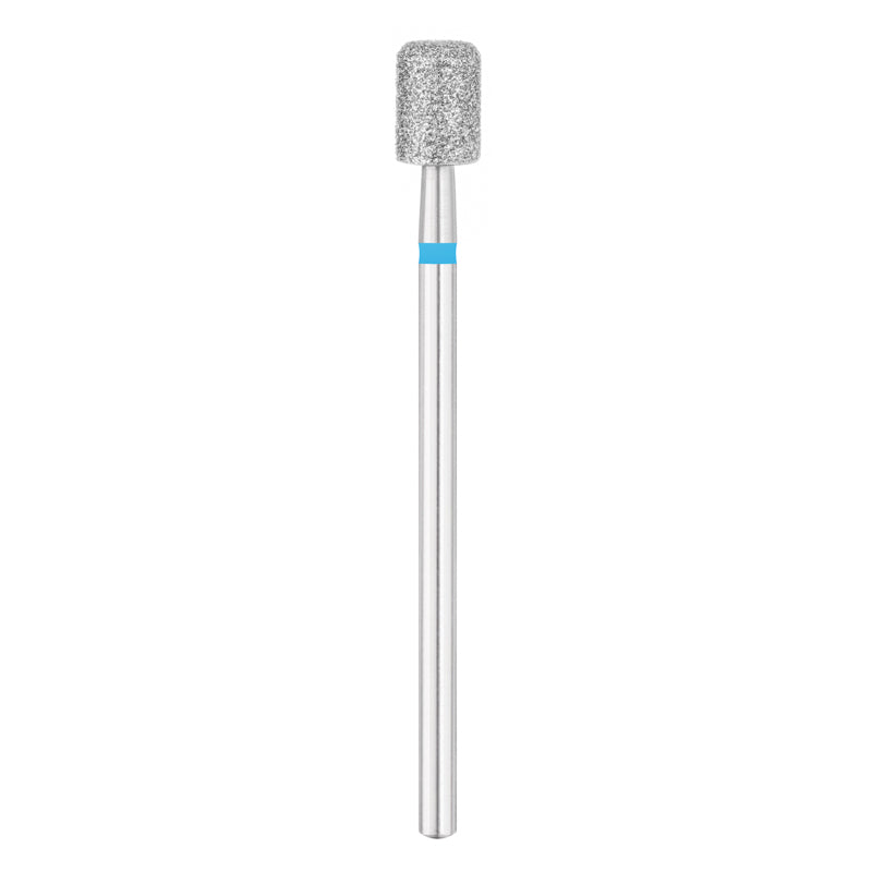 Exo Pro Diamond Rounded Cylinder Nail Drill Bit 5.0mm Blue Band - isolated on a white background