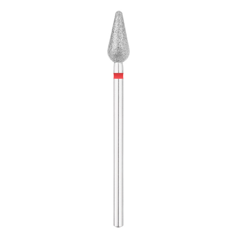 Exo Pro Diamond Rounded Drop Nail Drill Bit 5.0mm Red Band - isolated on a white background