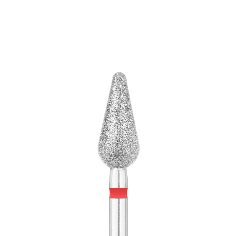 Exo Pro Diamond Rounded Drop Nail Drill Bit 5.0mm Red Band - isolated on a white background