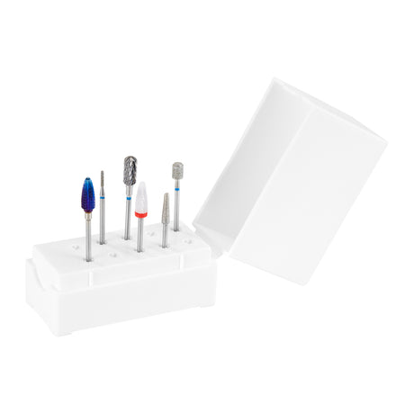 Exo Stand for Nail Drill Bits 2 - arranged with the included components on a white background