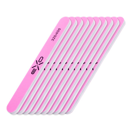 Exo Straight Nail Buffer 320/400 Grit - 10 Pack - isolated on a white background